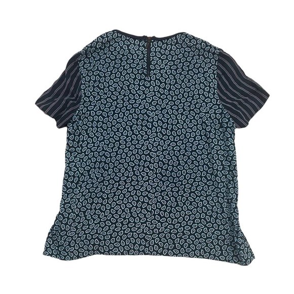 Tommy Hilfiger Stripes Paisley Print Short Sleeve Top Size 6 XXS Chiffon VGC - Picture 2 of 8